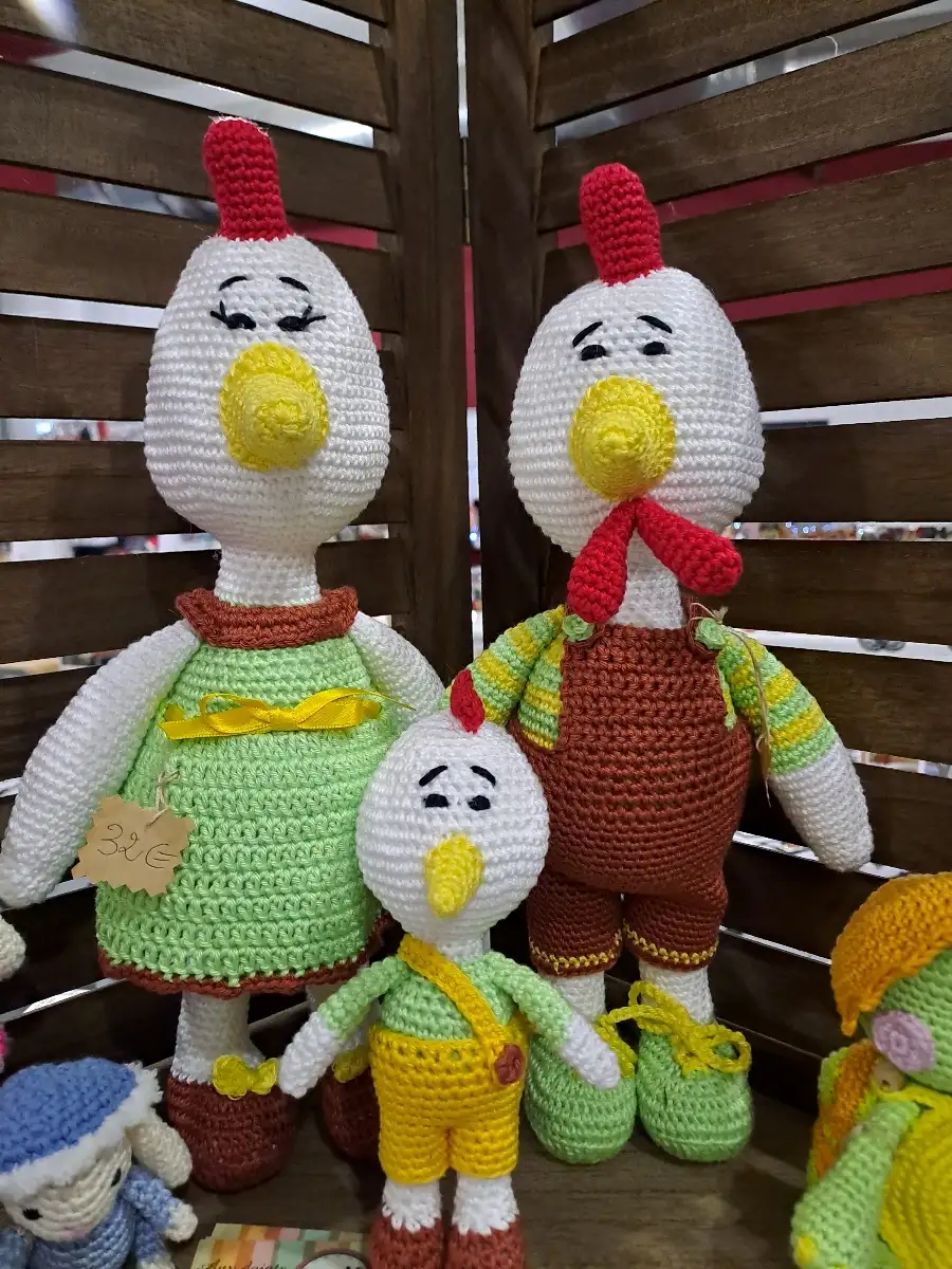 Famille coq au crochet