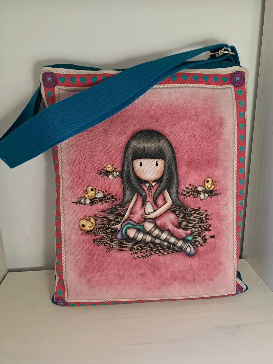 Sac petite fille bleu avec poussin